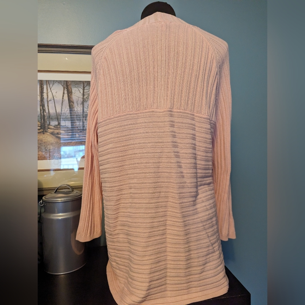 Talbots Long Open Cardigan Sweater, Size Large, P… - image 7